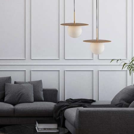 Lampadario Moderno Luce a Sospensione da Interno Design in Metallo Oro