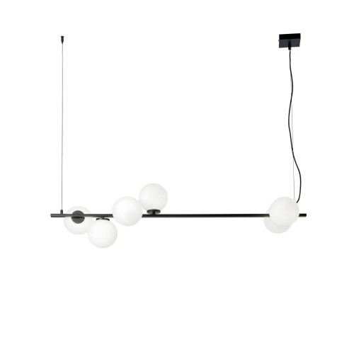 Lampadario a Sospensione Lampada in Metallo Nero Elegante 6 Punti Luce