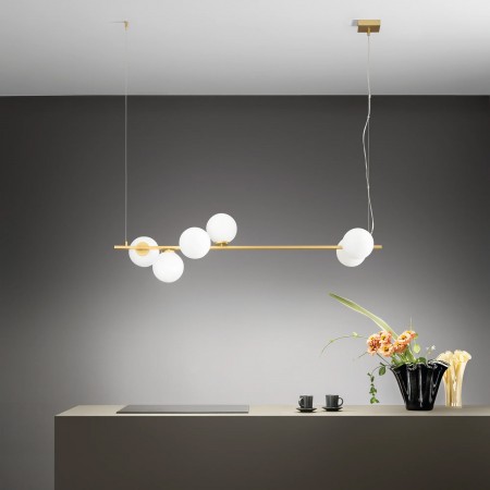 Lampada in Metallo Oro Elegante 6 Punti Luce Lampadario a Sospensione