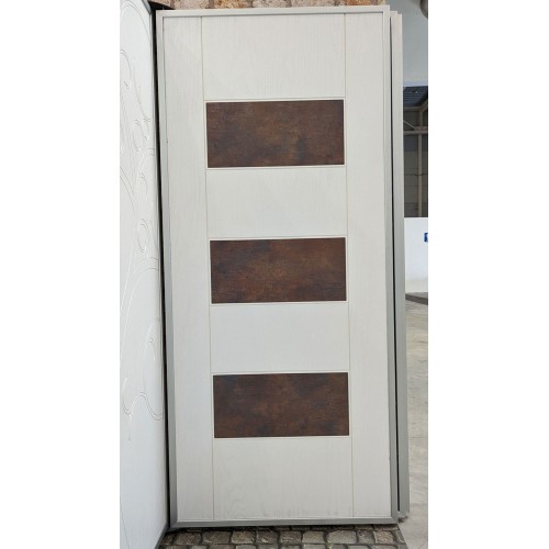 Pannello da Esterno in Vetroresina Bianco con Inserti Corten Noce