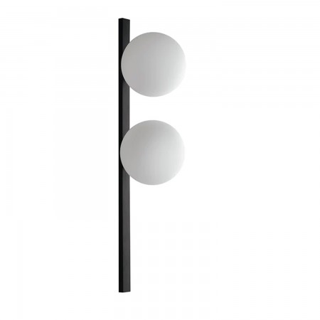 Applique a Muro in Metallo Nero 2 Punti Luce Lampada Elegante da Parete
