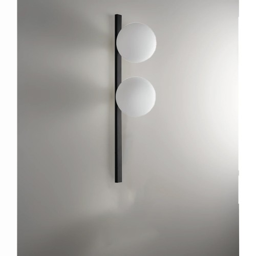 Applique a Muro in Metallo Nero 2 Punti Luce Lampada Elegante da Parete