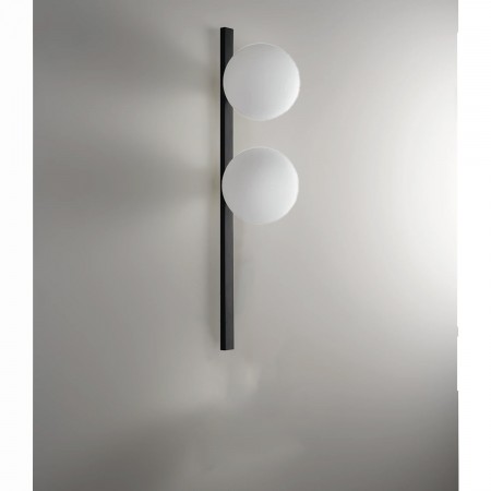 Applique a Muro in Metallo Nero 2 Punti Luce Lampada Elegante da Parete