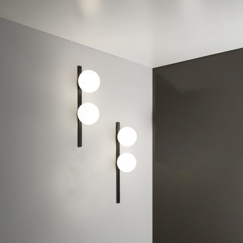 Applique a Muro in Metallo Nero 2 Punti Luce Lampada Elegante da Parete