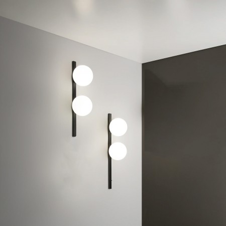 Applique a Muro in Metallo Nero 2 Punti Luce Lampada Elegante da Parete
