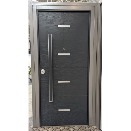 Portone Blindato in Vetroresina con Pannello per Esterno Grigio Porta Blindata