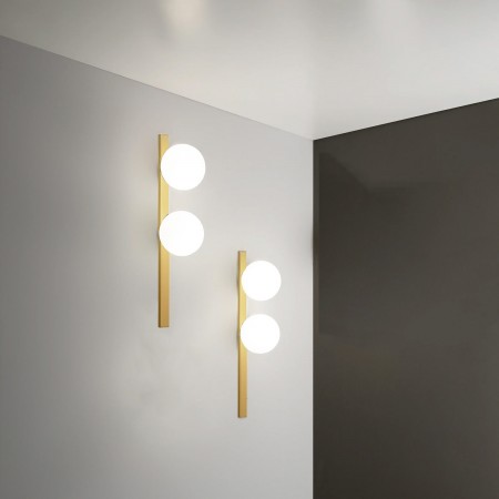 Applique 2 Punti Luce a Muro in Metallo Oro Lampada Elegante da Parete