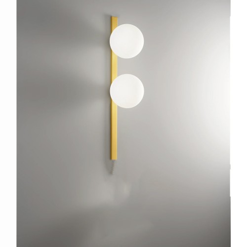 Applique 2 Punti Luce a Muro in Metallo Oro Lampada Elegante da Parete