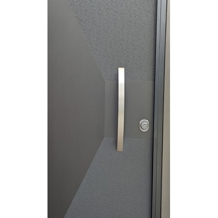 Maniglione Curvo 60cm Argento Piatto Mezzaluna per Porta Blindata da Ingresso