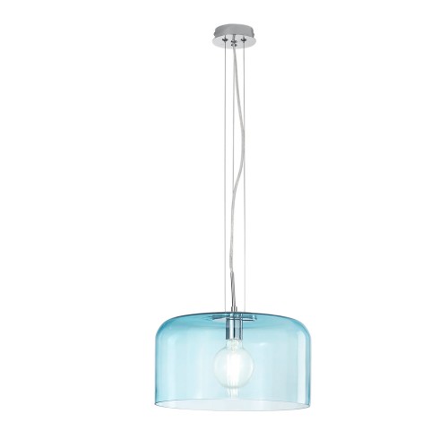 Lampadario da Interno a Sospensione Elegante Blu Luce in Vetro Soffiato