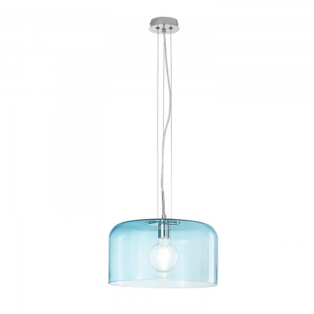 Lampadario da Interno a Sospensione Elegante Blu Luce in Vetro Soffiato