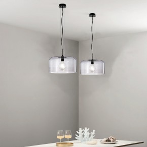 Luce in Vetro Soffiato Grigio Lampadario da Interno a Sospensione Elegante 2