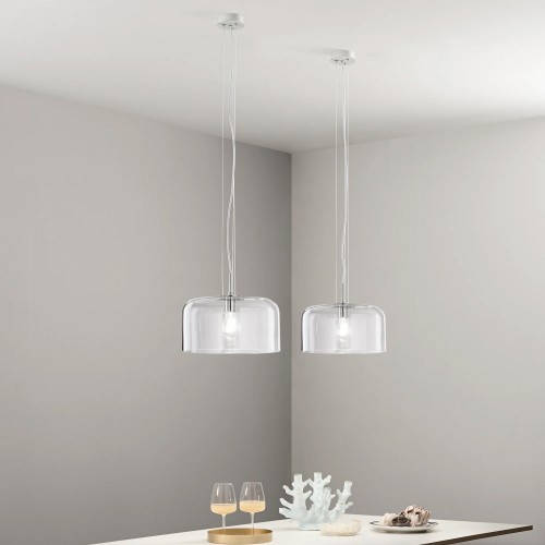 Lampadario Punto Luce in Vetro Soffiato da Interno a Sospensione Elegante