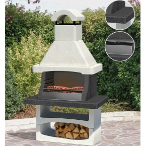 Barbecue a Legna in Cemento Carbonella BBQ Griglia da Giardino Cappa 2