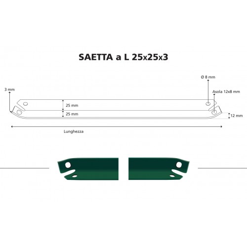 10 Saette a L 150 cm in Acciaio per Paletti da Recinzione Pali Alti 175