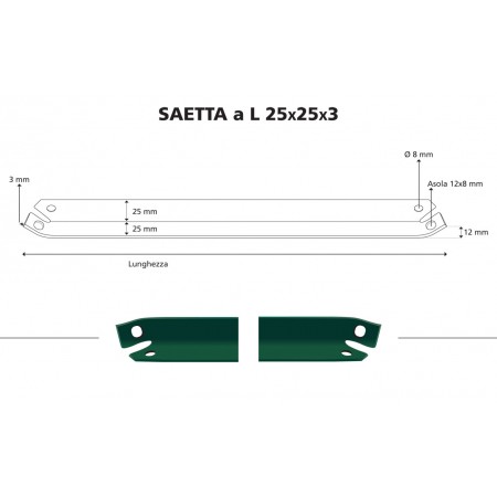 10 Saette a L 150 cm in Acciaio per Paletti da Recinzione Pali Alti 175