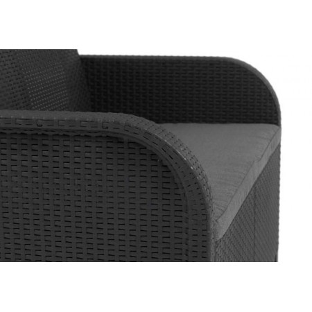 Salotto da Esterno Effetto Rattan Grafite Lounge Divano con Cuscini