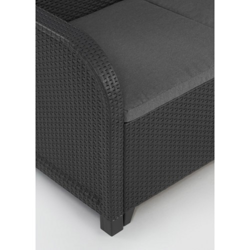 Salotto da Esterno Effetto Rattan Grafite Lounge Divano con Cuscini