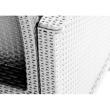 Salotto da Esterno Effetto Rattan Bianco Lounge Divano con Cuscini