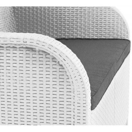 Salotto da Esterno Effetto Rattan Bianco Lounge Divano con Cuscini