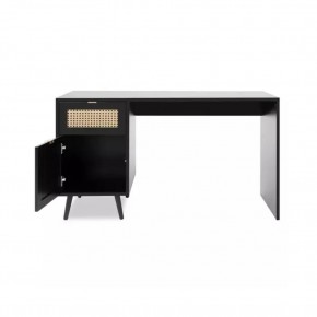 Scrivania Nera 130x55 cm con Anta e Cassetto Vimini 2