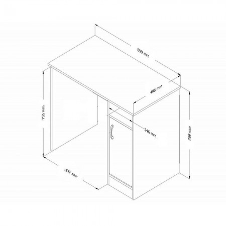 Scrivania Rovere 90x50 cm per Camera da Letto
