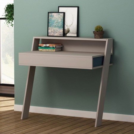 Scrivania da Parete Tortora 94x50 cm per Ufficio Coworking Bordi PVC