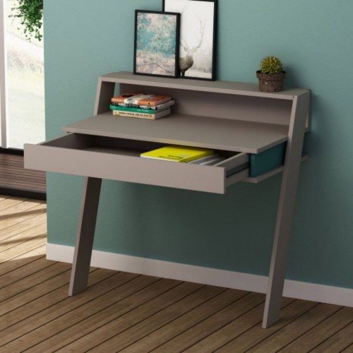 Scrivania da Parete Tortora 94x50 cm per Ufficio Coworking Bordi PVC