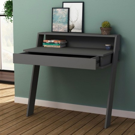Scrivania da Parete Antracite 94x50 cm per Ufficio Coworking Bordi PVC