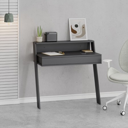 Scrivania da Parete Antracite 94x50 cm per Ufficio Coworking Bordi PVC