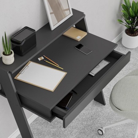Scrivania da Parete Antracite 94x50 cm per Ufficio Coworking Bordi PVC