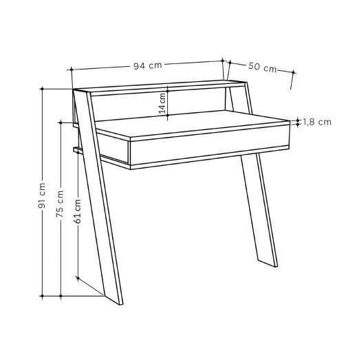 Scrivania da Parete Antracite 94x50 cm per Ufficio Coworking Bordi PVC