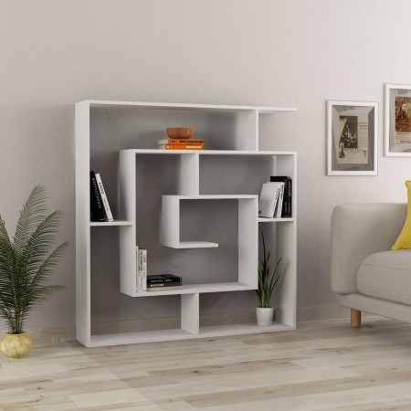 Libreria Bianca Labirinto Moderna Mobile in Legno 5 Ripiani