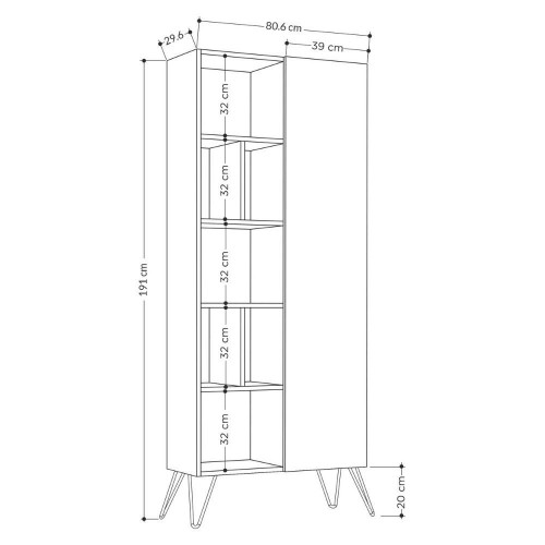 Libreria Bianca Moderna Scaffale Rettangolare con 11 Vani in Legno