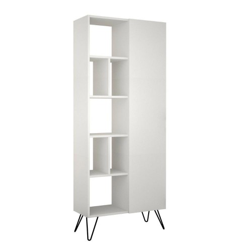 Libreria Bianca Moderna Scaffale Rettangolare con 11 Vani in Legno