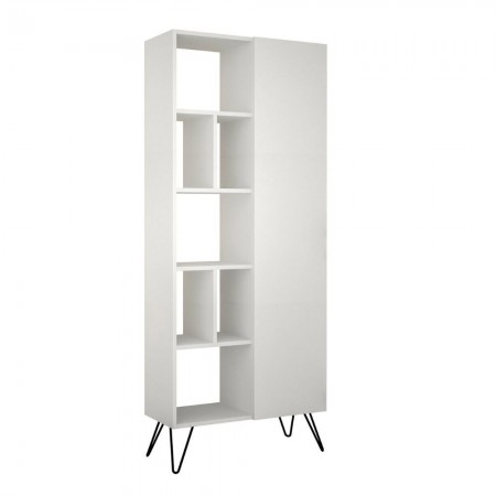 Libreria Bianca Moderna Scaffale Rettangolare con 11 Vani in Legno