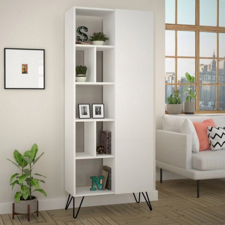 Libreria Bianca Moderna Scaffale Rettangolare con 11 Vani in Legno