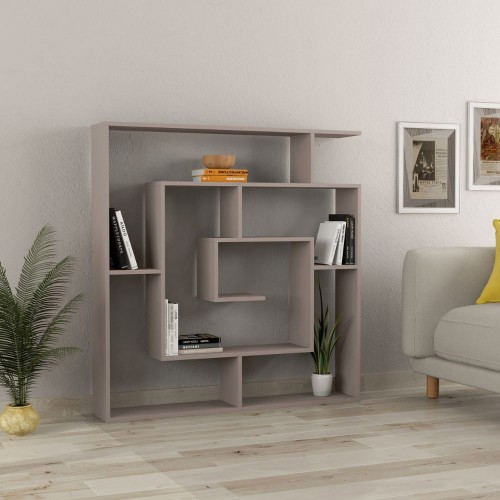 Libreria 5 Ripiani a Giorno Moka Moderna Mobile Scaffalatura Divisorio