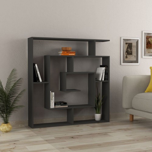Libreria Antracite Labirinto Moderna Mobile in Legno 5 Ripiani