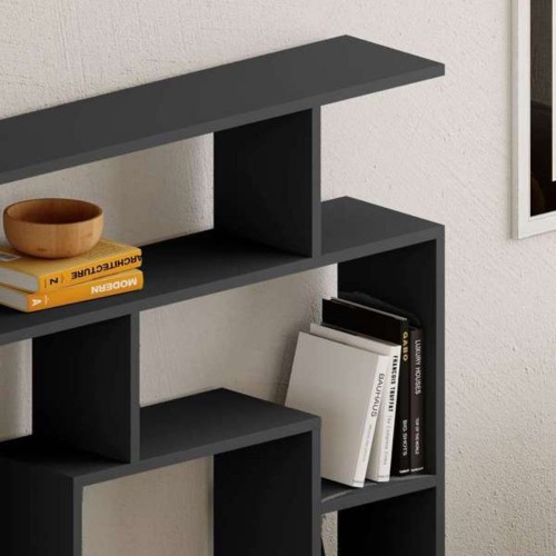 Libreria Antracite Labirinto Moderna Mobile in Legno 5 Ripiani