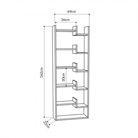 Libreria Rovere ed Antracite Moderna Scaffale Rettangolare in Legno
