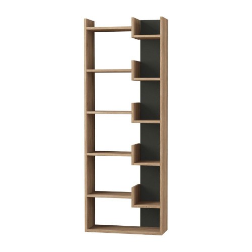 Libreria Rovere ed Antracite Moderna Scaffale Rettangolare in Legno