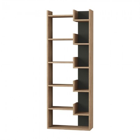 Libreria Rovere ed Antracite Moderna Scaffale Rettangolare in Legno