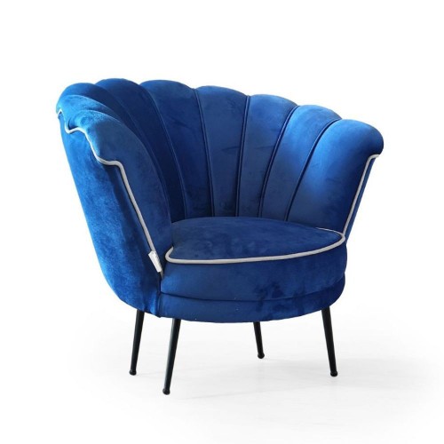 Poltroncina Poltrona a Conchiglia in Velluto Blue Navy da Ufficio Salotto Camera