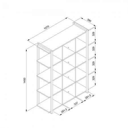 Libreria Indrustial Rovere Quercia a Cubi in Legno da Salotto Ingresso
