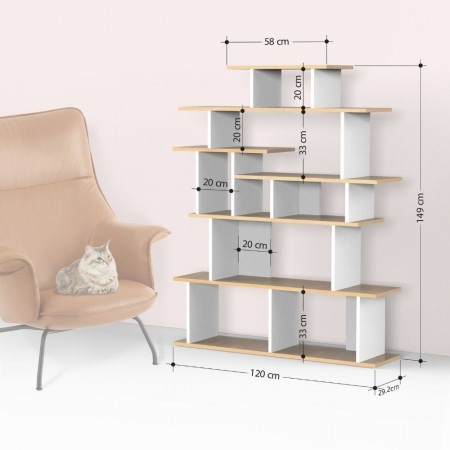 Libreria Design in Legno 120x29x149 cm Bianca e Antracite per Interni