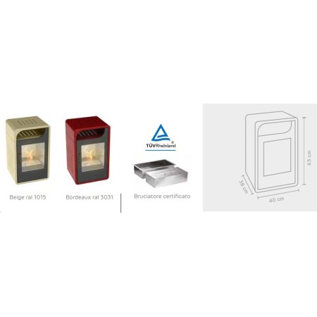 Stufa Bioetanolo Fiammetta Statica Junior Rossa Camino 3kw 25m2 - Capienza 1.5lt