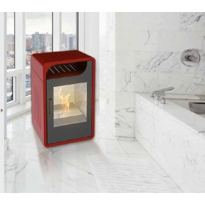Stufa Bioetanolo Fiammetta Statica Junior Rossa Camino 3kw 25m2 - Capienza 1.5lt 2