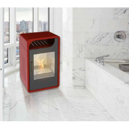 Stufa Bioetanolo Fiammetta Statica Junior Rossa Camino 3kw 25m2 - Capienza 1.5lt