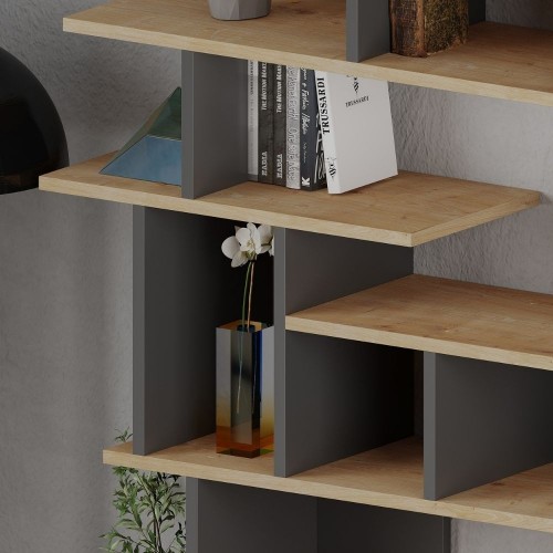 Libreria Design in Legno Rovere e Antracite per Salotto Ingresso Camera Ufficio